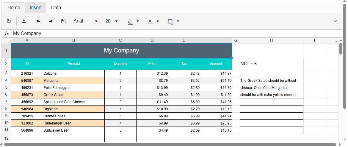 See ASP.NET AJAX Spreadsheet demo screenshot
