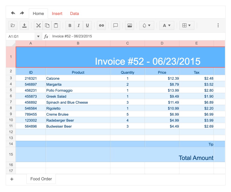 Telerik UI for ASP.NET Core Spreadsheet Overview