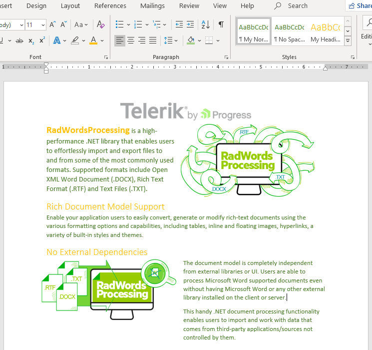 Telerik UI for ASP.NET Core WordsProcessing - Styles