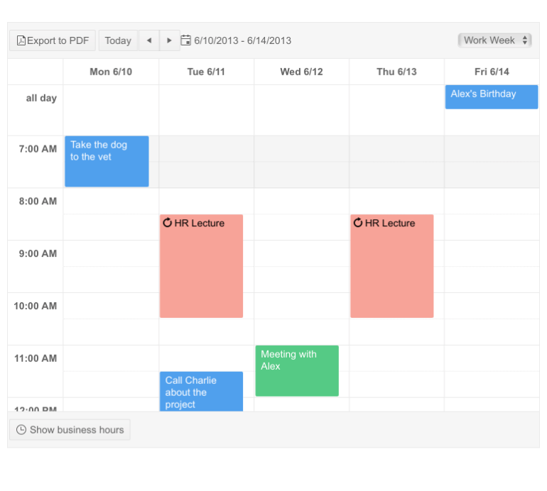 Telerik UI for ASP.NET Core Scheduler PDF Export