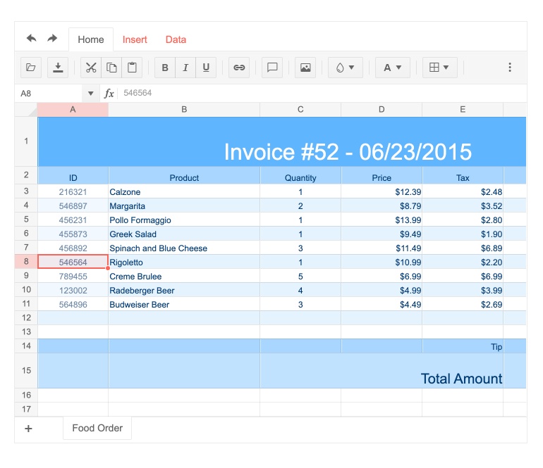 Telerik UI for ASP.NET Core Spreadsheet Disabled Cells Support