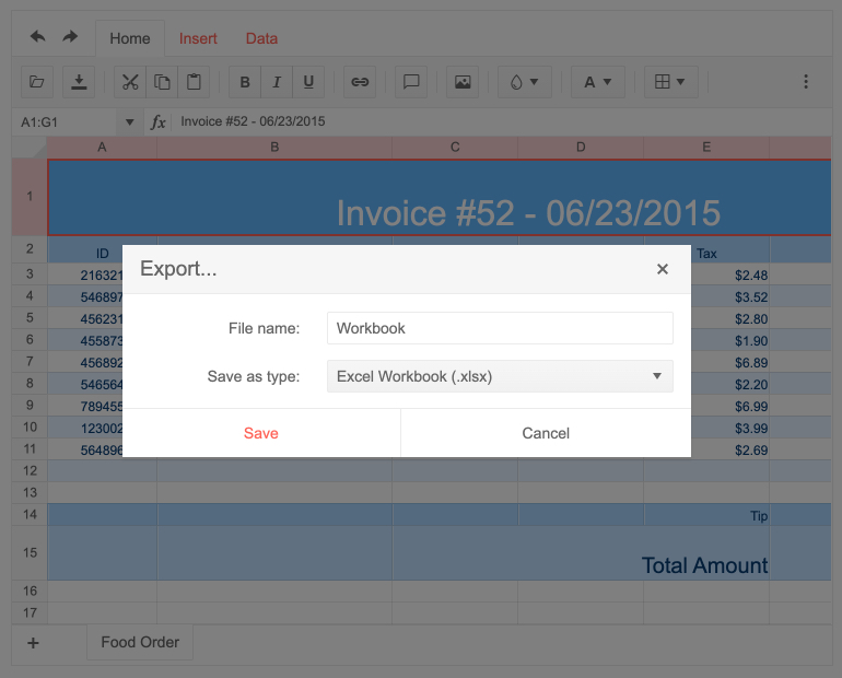 Telerik UI for ASP。网络核心电子表格Export Excel Files