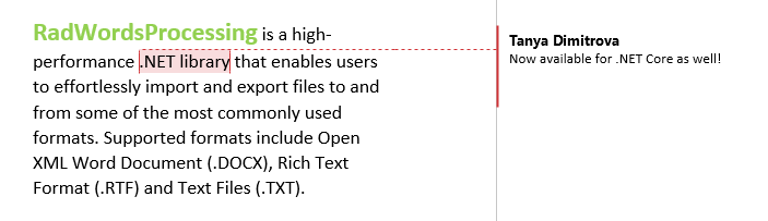 Telerik UI for ASP.NET MVC WordsProcessing - Comments