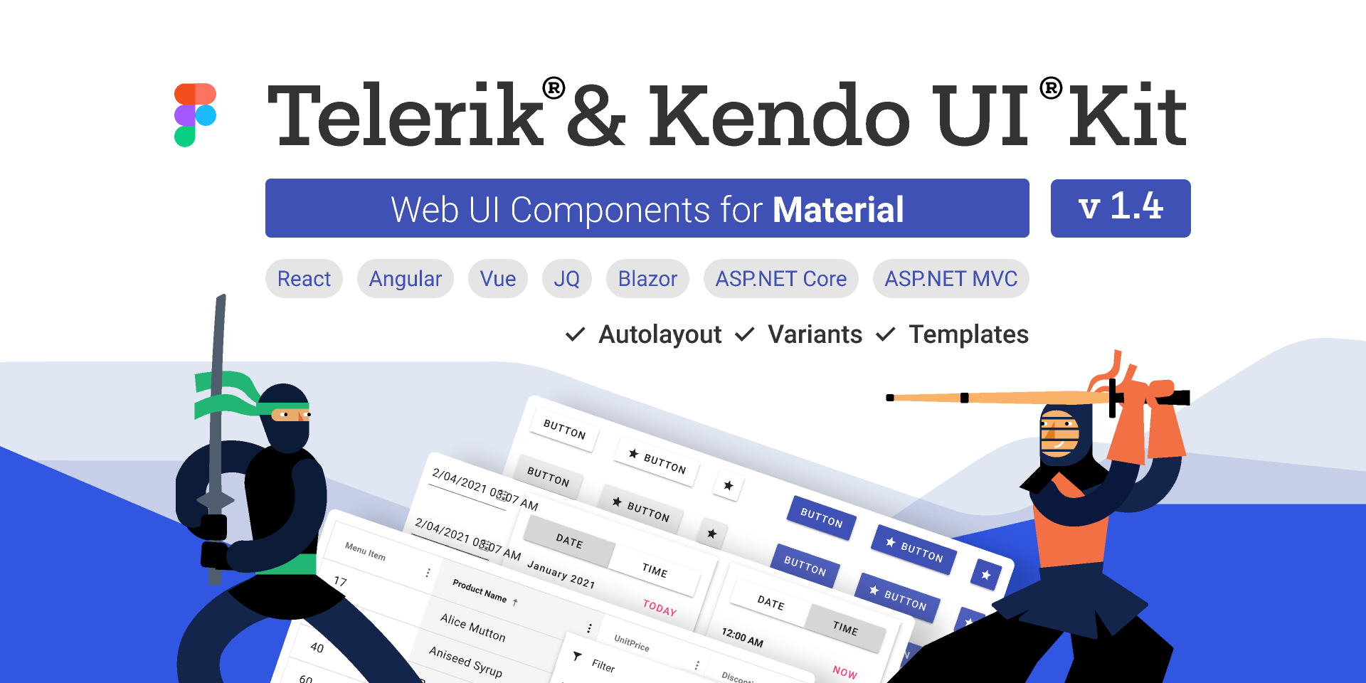 Telerik UI for ASP.NET MVC .NET Web Figma Kits