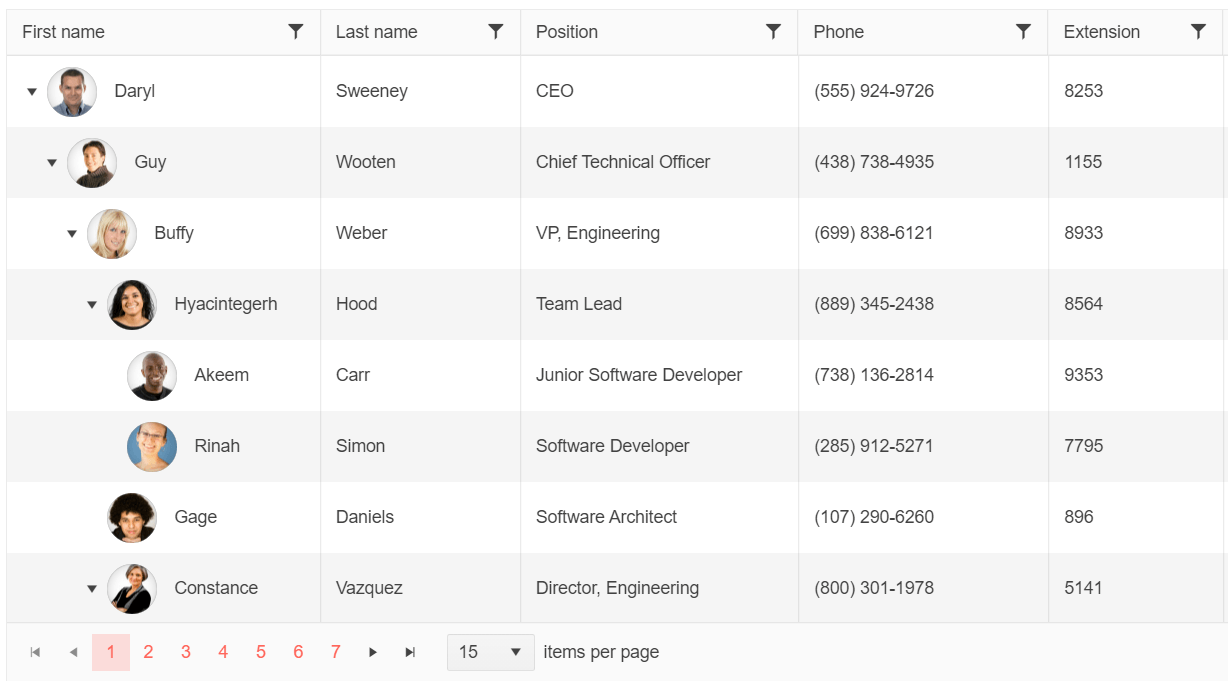 Telerik UI for ASP.NET MVC TreeList Overview