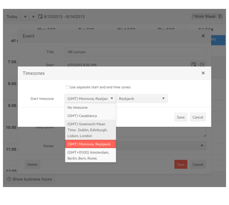 Telerik UI for ASP。NET MVC调度程序- Time Zones Support