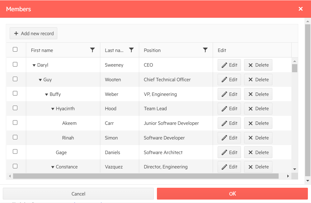 Telerik UI for ASP。NET MVCTreeListin Dialog