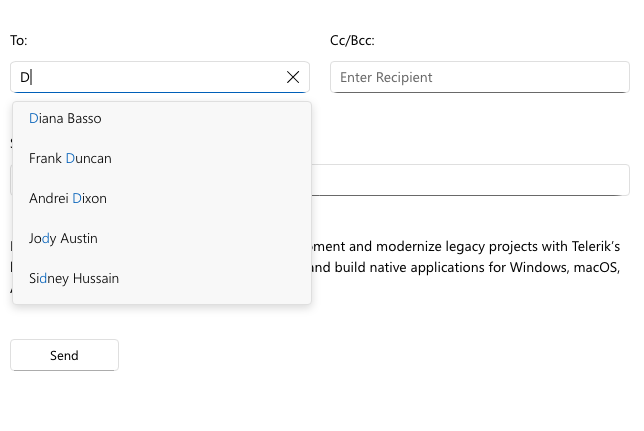 .NET MAUI AutoComplete Control