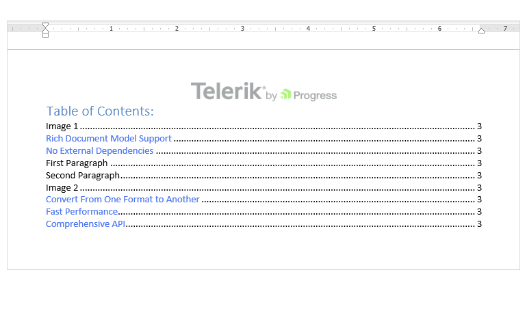 Document Processing Libraries Add Table of Contents