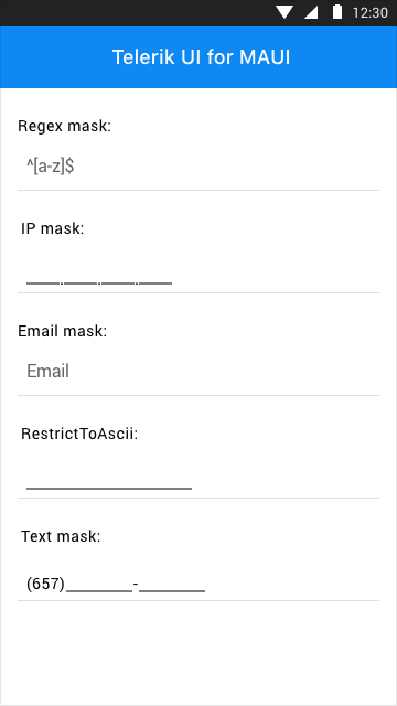 Telerik UI for .NET MAUI MAUI MaskedEntry