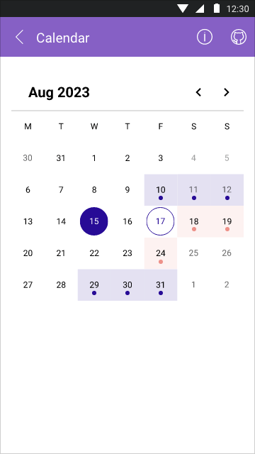 NET MAUI Calendar - Conditional styling of cells