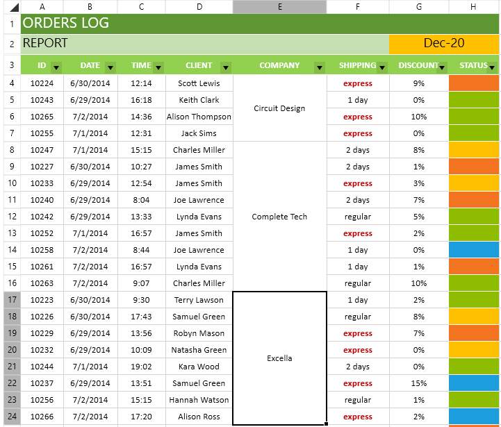 合并和取消合并单元格