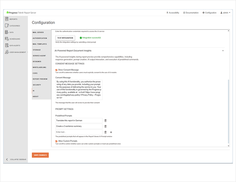 Telerik Report Server - GenAI-powered Report Insights