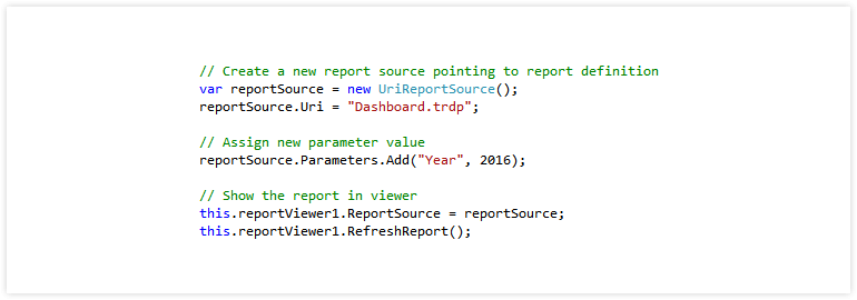 Example API for Creating and Rendering Reports
