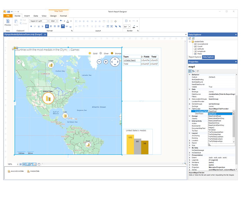 Telerik Reporting Azure Maps Support