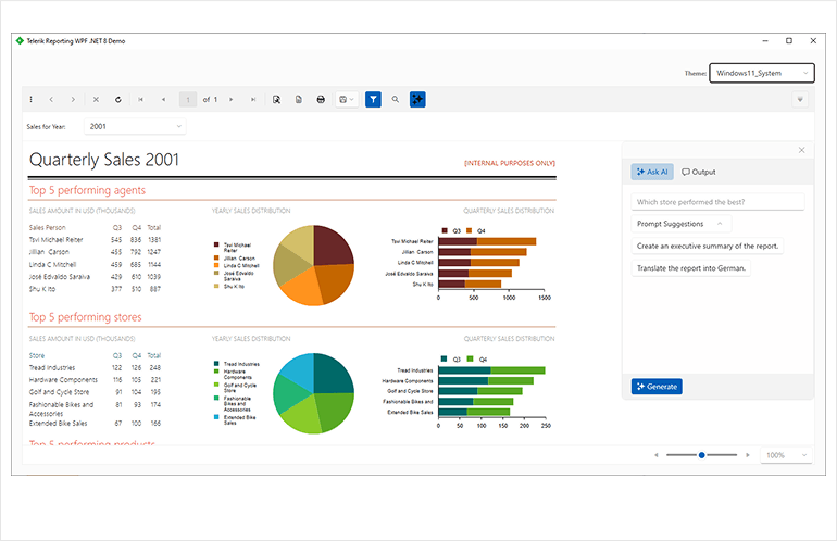 Telerik Reporting - GenAI-powered Report Insights