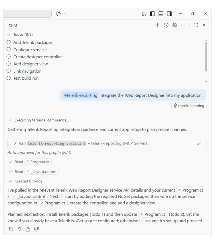 Telerik Reporting AI Coding Assistant