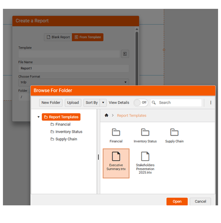 Telerik Reporting Custom report templates in Web Report Designer