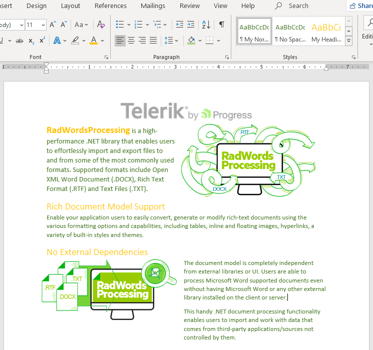 Telerik WordsProcessing - Styles
