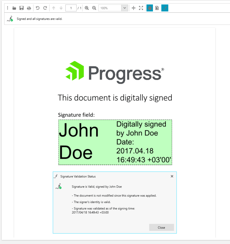 Telerik PdfProcessing Library - Digital Signature