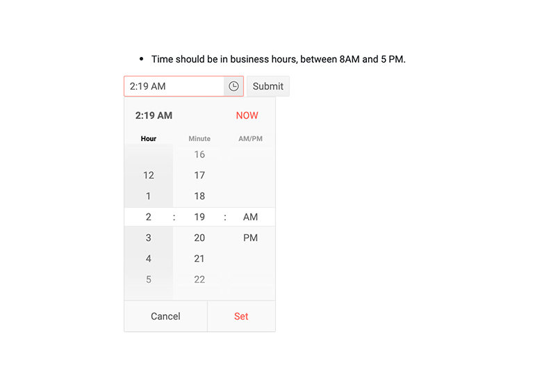 Telerik UI for Blazor TimePicker Validation