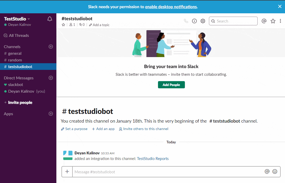 Message received in Slack Message received in Slack