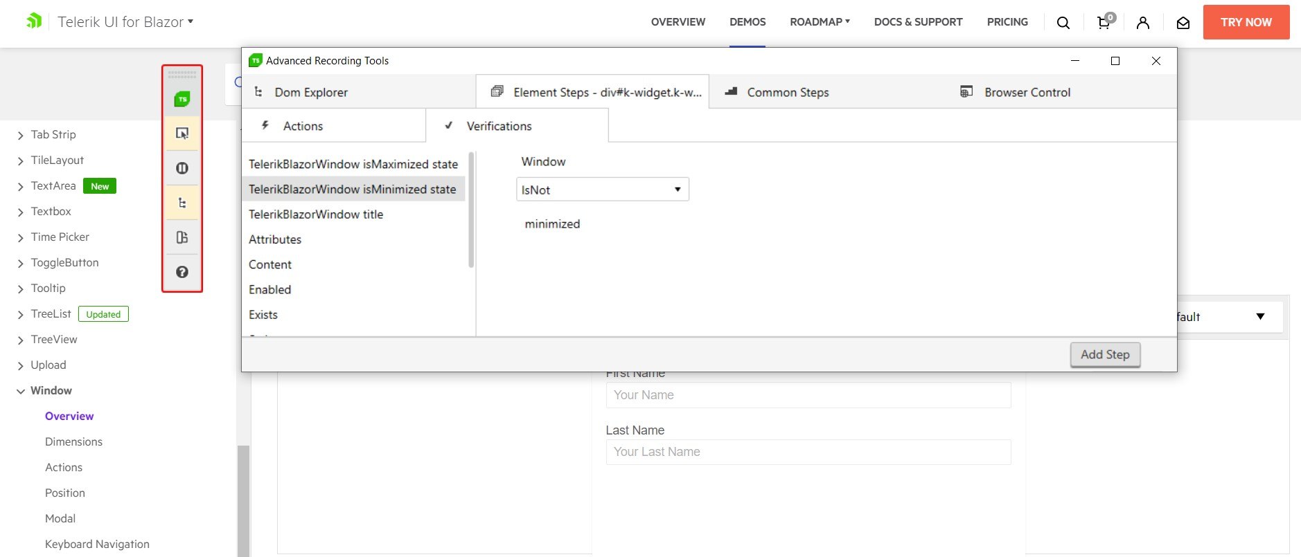 Translator for Telerik UI for Blazor Window - Verify if Minimized