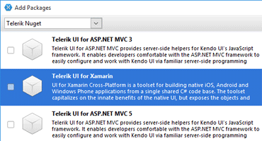 Telerik UI for Xamarin NuGet support main image