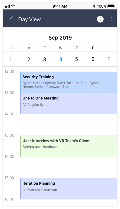 Telerik UI for Xamarin Calendar Day View Mode