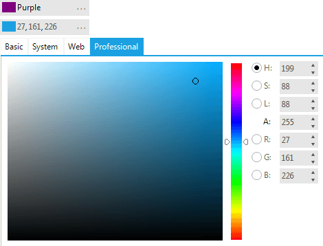 Telerik UI for WinForms displaying ColorBox