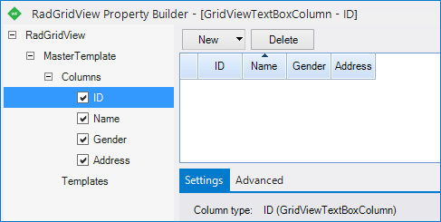 WinForms GridView control showcasing Design time support