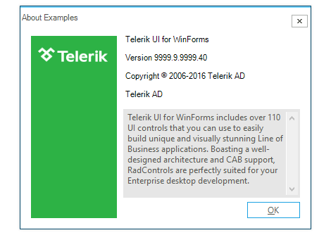Telerik UI for WinForms AboutBox Overview