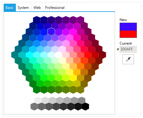 UI的WinForms颜色对话框基本调色板