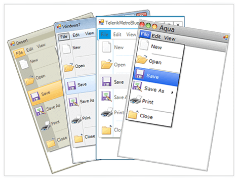 WinForms Menu displaying Appearance variations