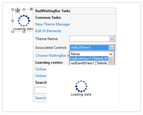 UI for WinForms WaitingBar displaying AssociatedControl