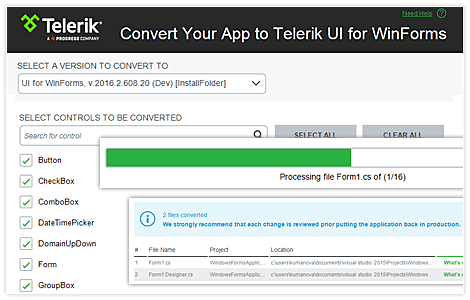 Telerik UI for WinForms Converter Tool