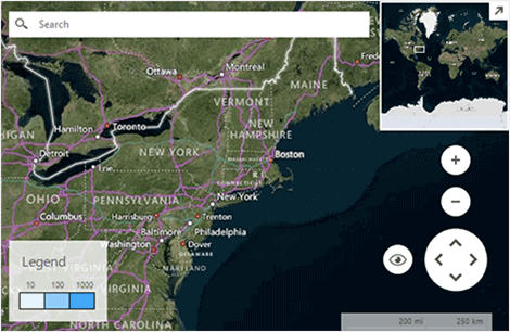 WinForms Map control showcasing UI Elements