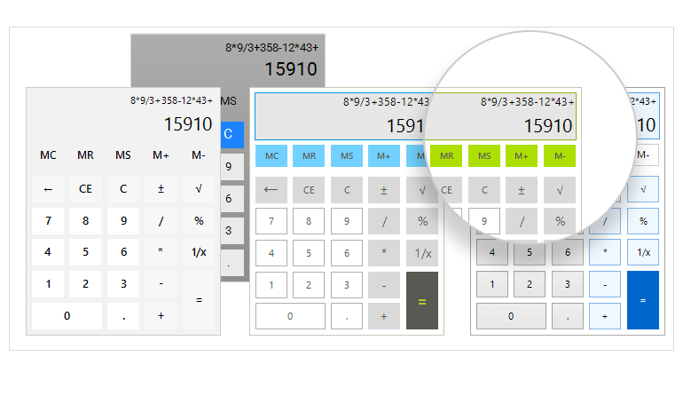 WinForms Calculator Component - Available Calculations