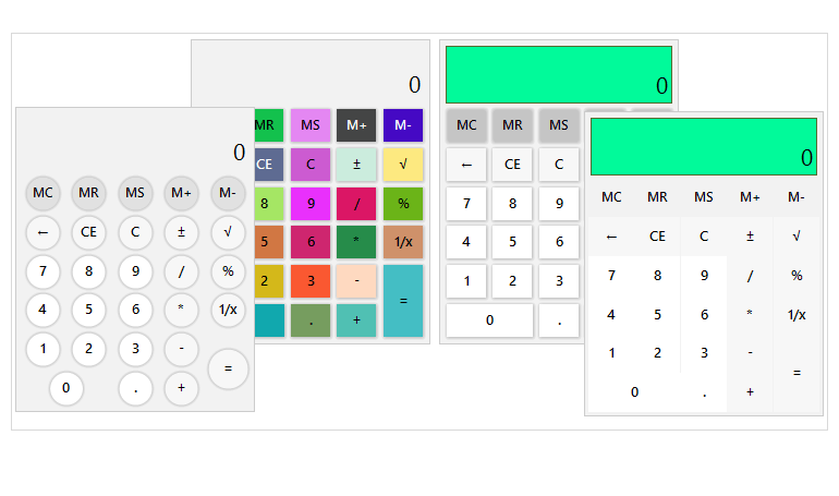 WinForms Calculator Control displaying Customization
