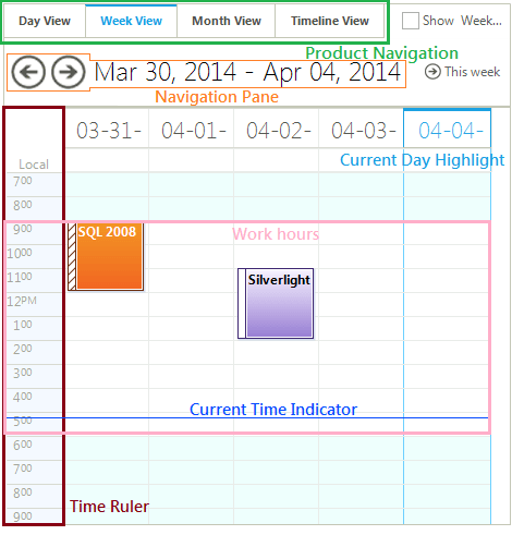 WinForms Scheduler displaying User Interface and Navigation