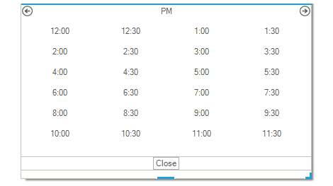 WinForms TimePicker control displaying a Drop Down