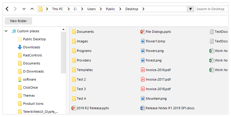 Telerik UI for WinForms File Dialogs - support for System Custom Places