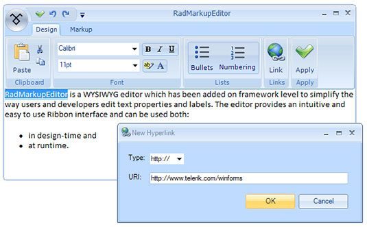 RadMarkupEditor in the WinForms UI library