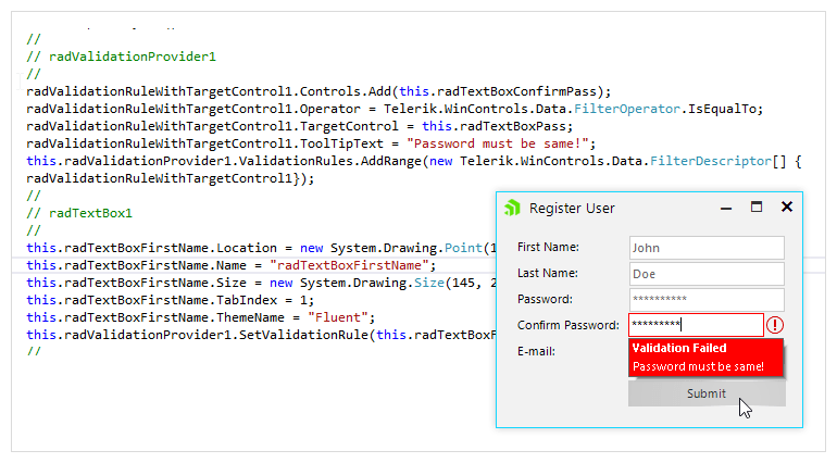 Validate against another WinForms control with Validation provider