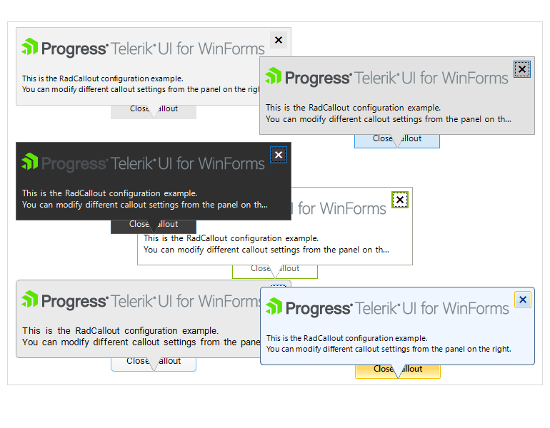 WinForms Callout control visualizing Theming Support