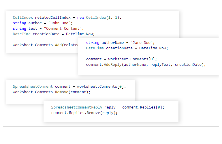 SpreadProcessing - Insert and Delete Comments