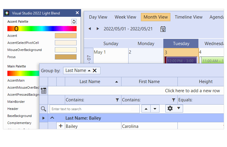 Telerik UI for WinForms VisualStudio 2022 theme - Color blending