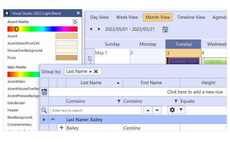 Telerik UI for WinForms VisualStudio 2022主题-颜色混合