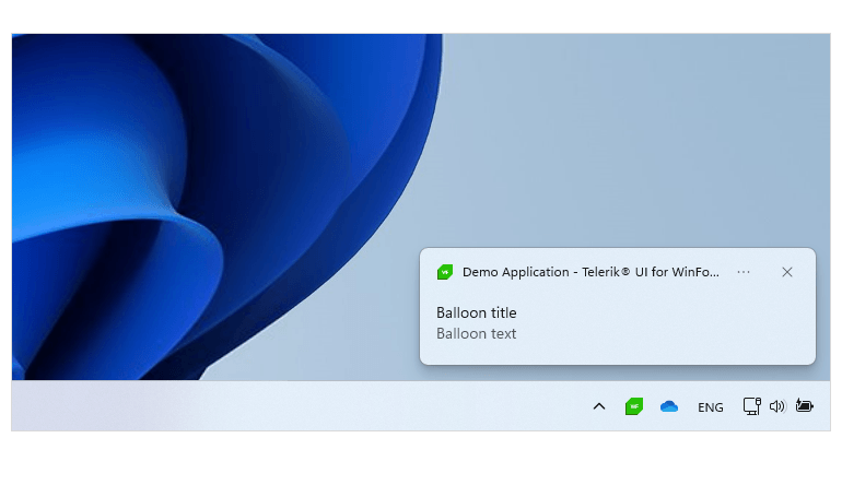 WinForms NotifyIcon showing a Balloon
