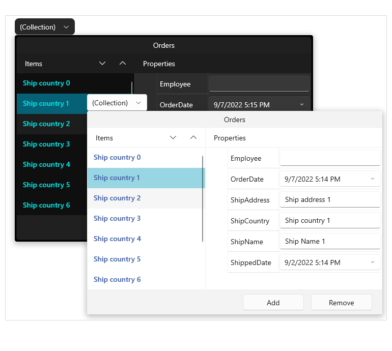 WinUI CollectionEditorPicker Customizable items visualization